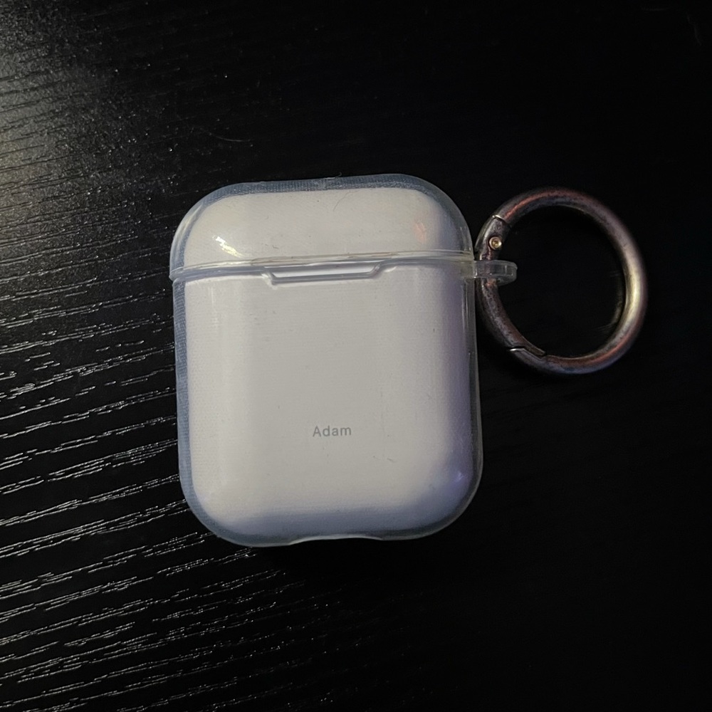 Clear AirPods case with belt loop.